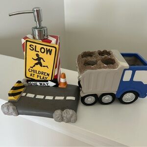 Kids Construction Soap Dispenser and Truck Set